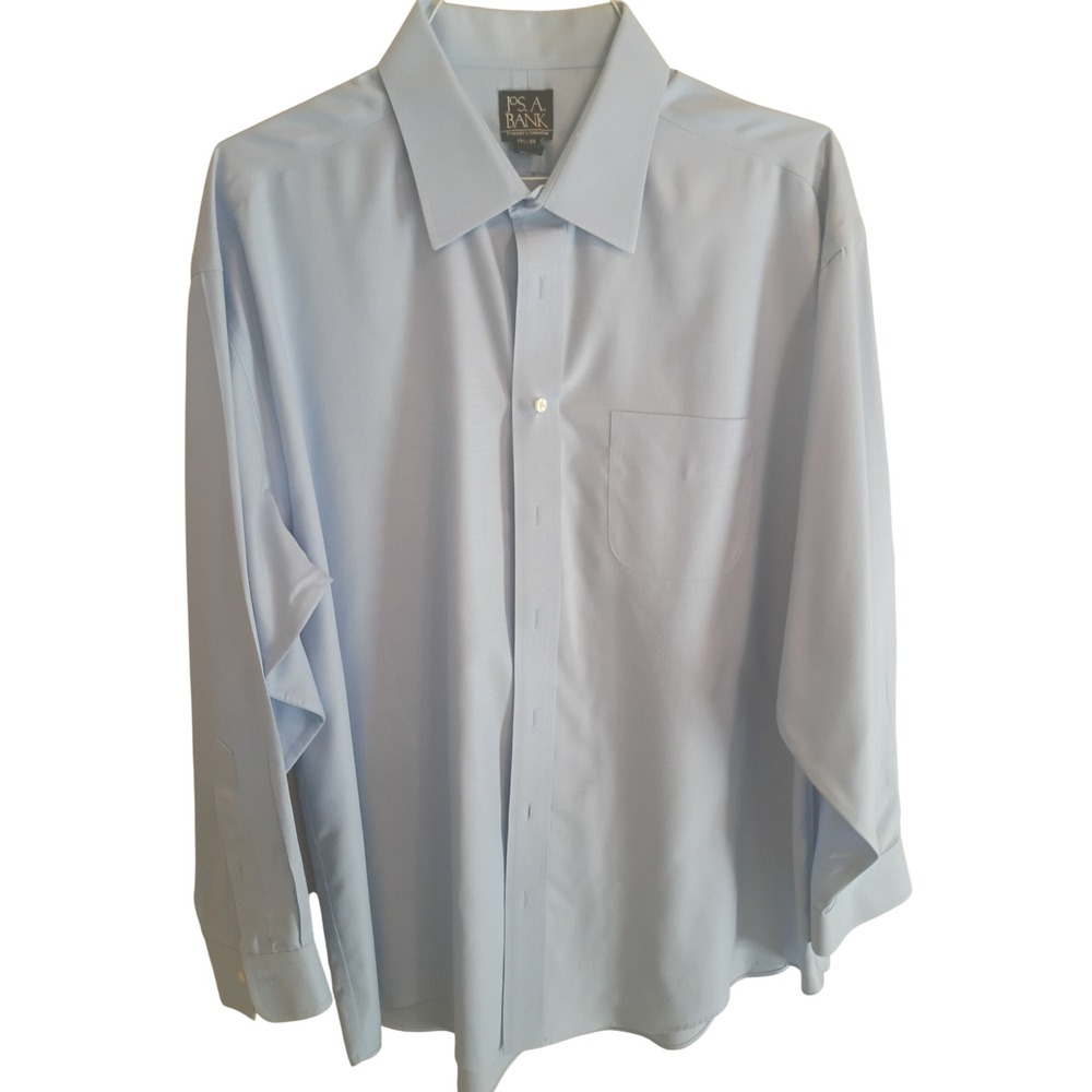 Jos. A. Bank Travelers Collection Light Blue Dress Shirt 17.5 34 Cotton Twill